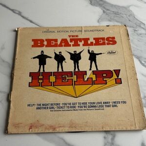The Beatles HELP! Vinyl Record Cover with Red and Yellow Graphics